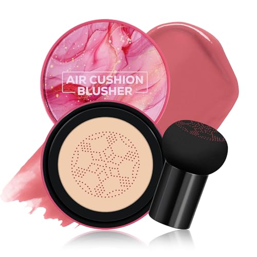 KYDA Air Cushion Blush, Mushroom Head Air Cushion Blusher, Natural Glow Liquid Blusher for Cheeks and Eyes, Buildable Matte Coverage, Lightweight Blendable, Silky Cream Blush Makeup, 04