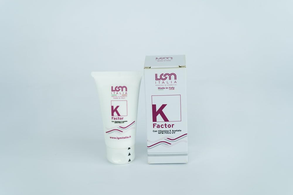 LGM ITALIA CREMA FACTOR K 50 ml. indicata per tutti i tipi di pelle, rigenerante, antietà, elasticità, idratante, Vitamina E acetato, NFM protegge dall'idratazione, Vitamina K e filtro UV