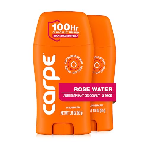 Carpe Underarm Antiperspirant for Women - 100 Hour Sweat & Odor Control - Women's Sweat Control Antiperspirant Deodorant - Extra Strength - Rose Water - 2 Pack