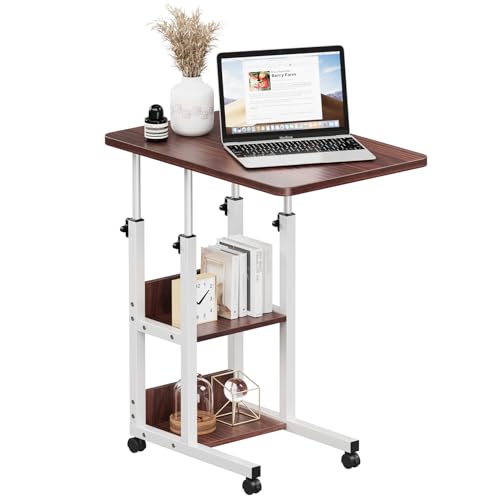 Lista de Escritorio para Tareas favoritos de las personas. 43 ECHIGOYA Mesa para Laptop, Escritorio Portátil Minimalista, Escritorio de Computadora Altura Ajustable, Mesa Auxiliar con Ruedas para Sala y Cama, 2 Repisas (Nogal, 60x40 cm)