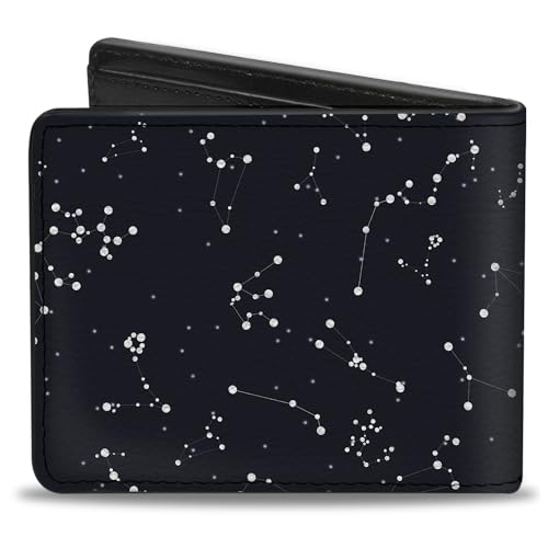 Buckle-Down Men's Wallet, Bifold, Zodiac Scorpio Symbol Constellations Black White, Vegan Leather, Multi, 4.0