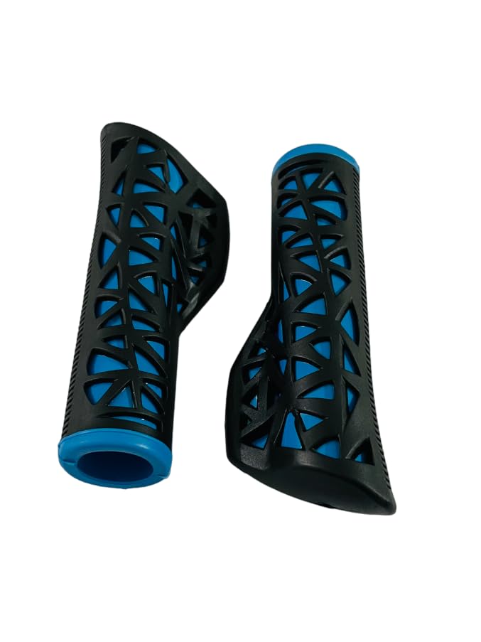 Image of Shrenik Cycle Handle Grip 24-29 Inch Bicycle Hand Grip 125mm Length Soft Rubber Non Toxic Anti-Slip MTB /City Dual Colored (Black-Blue)