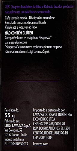 Image of Lavazza Espresso Vigoroso, 5.5 G X 10 Nos Nespresso Compatible Coffee Capsules, Box, 55 Gram