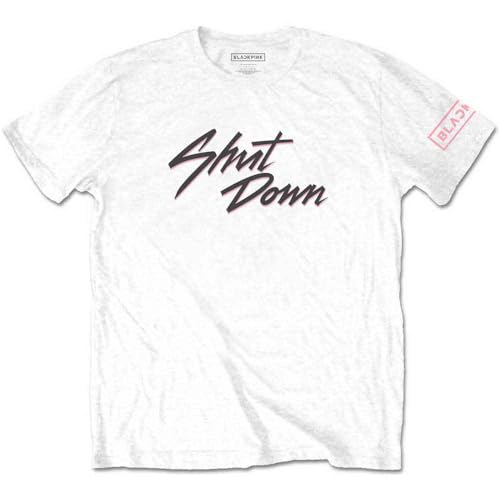 Rock Off officially licensed products Blackpink T Shirt Shut Down Band Logo Nouveau Officiel Unisex Blanc Size XXL