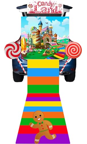 EXCELLANYARD Candy Land Trunk or Treat Car Decorations Candyland Trunk or Treat Decorations for SUV Halloween Car Decorations