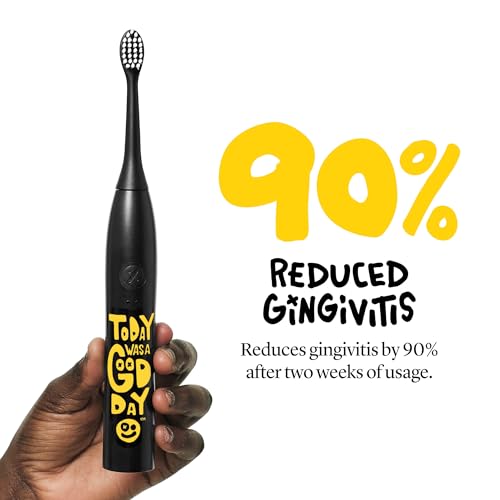 Image of Made by Dentists Sonic X Electric Toothbrush - Rechargeable Kids Sonic Toothbrush, 8X Plaque Removal, 2 Speed Modes, 2-Minute Time, 6 Brush Heads Included, Tweens Ages 7+, Today was A Good Day Edition