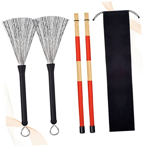 Conjunto de baquetas y cepillos para batería Abaodam con bolsa de almacenamiento, accesorios profesionales para instrumentos musicales acústicos y jazz miniatura 1