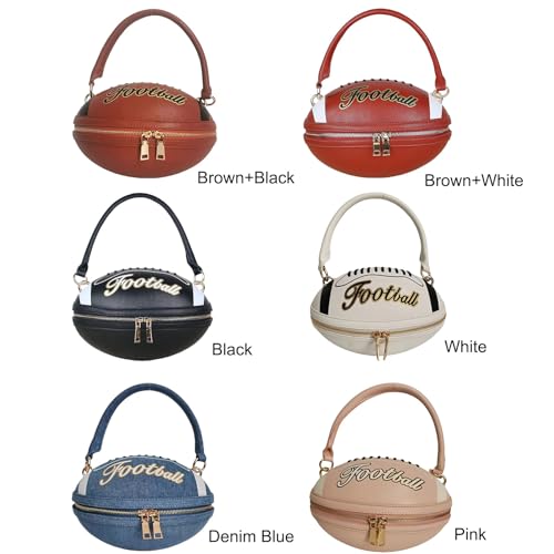 Image of Women Rhinestone Football Shaped Handbag Chain Crossbody Shoulder Bag Football Purse | Rugby, Unique, Novelty, Football