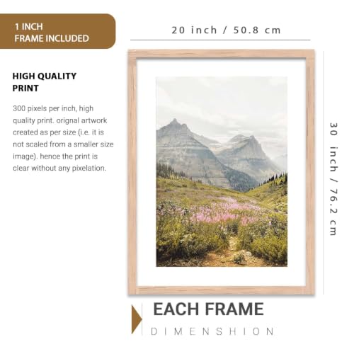 Image of kotart Mountain View Framed Painting | Big Aesthetic Nature Inspired Framed Paintings for Living Room Bedroom Wall Decor Set Of 3 (20x30 Inch)