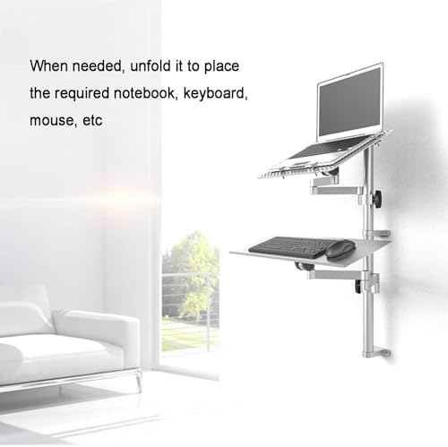 Adjust Laptop Mount with Full Motion Arm & Vented Cooling Tray, Fits 10-15.6" Screens, Supports Up to 8kg, Height & Angle Adjust for Ergonomic Comfort