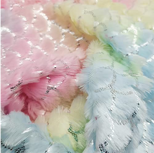 Yimihua PV plush fabric Color Faux Fur Fabric fleece fabric Fish scale bronzing process for handicraft material background scarf DIY sewing handmade doll toy pillow cushion 160x100cm(Size:1m)