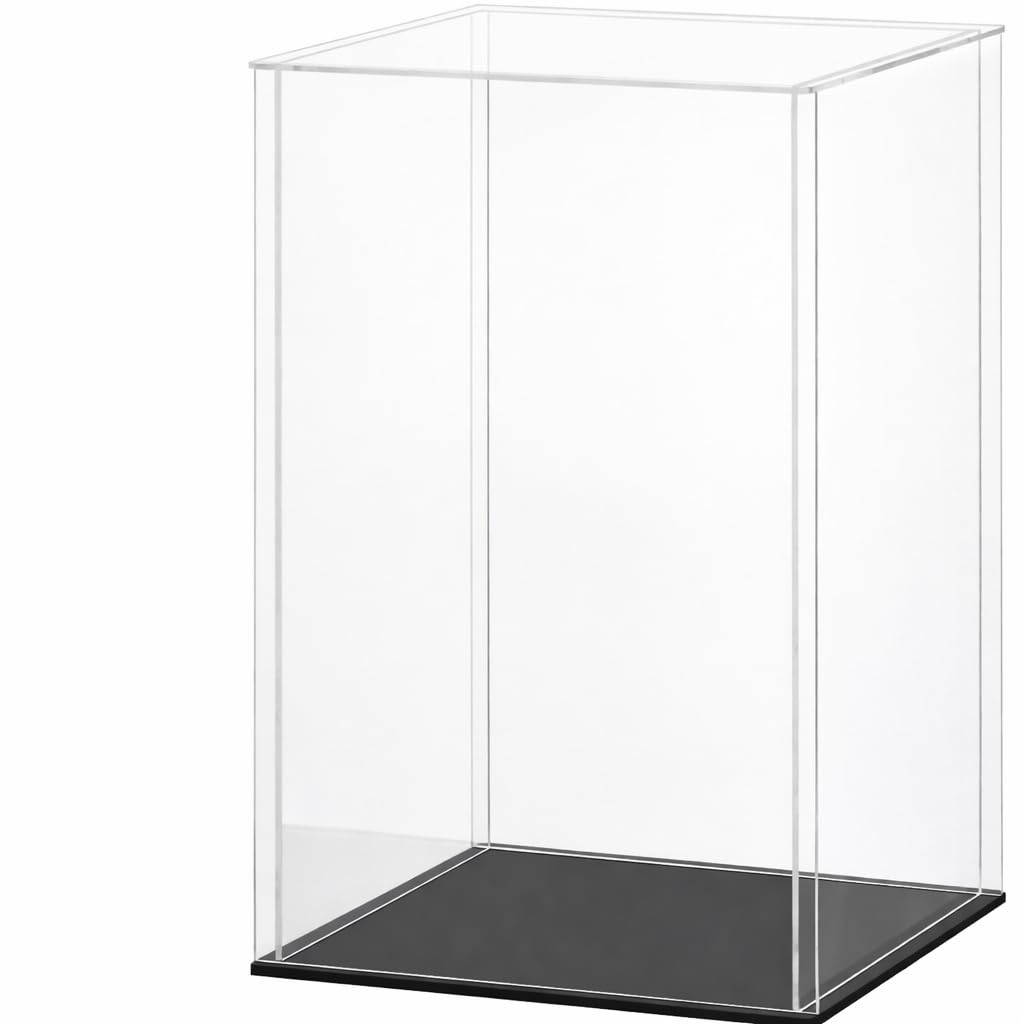 Bozsky Acrylic Display for Organizing Collectibles Clear Box Display Action Figures Home Storage Mini Toys Gifts for Lover, Dust-Free, Clear Display Box (Black+Clear, 15X15X20Cm: 6X6X8 inch)-image-20