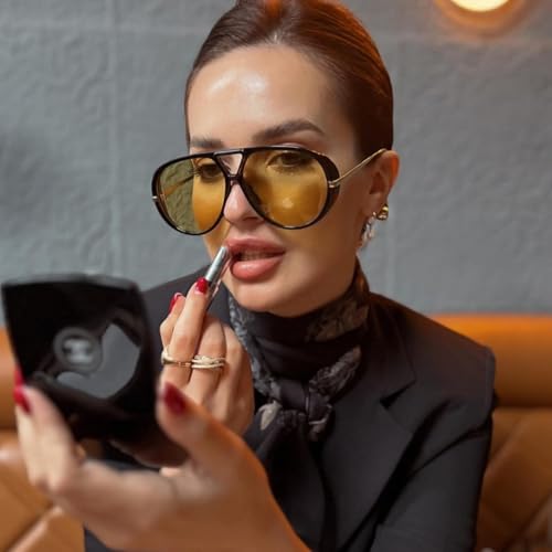 Oversized Aviator Sunglasses with Earring for Women Large Big UV400 Protection Designer 2025 Ladies Shades2