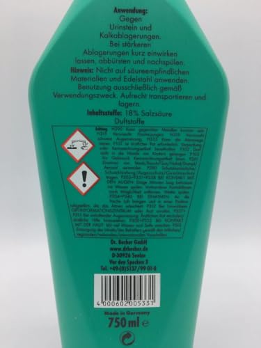 Dr. Becher Urinstein Entferner WC-Reiniger 1532000-750ml | Flasche (750 ml) – Ansicht 2
