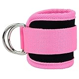 Ankle Strap Ankle Resistance Band Wrist Cuff Padded Strap Adjustable Fitness Glute Kickback D-Ring for Cable Machine Gym Foot Leg Training Brace Support 1 Pack (pink)
