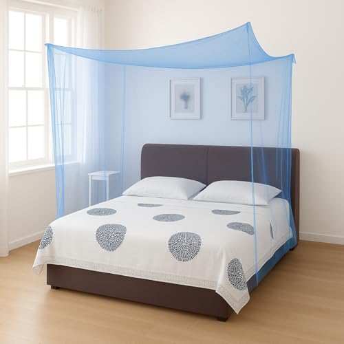 DIVAYANSHI Polycotton Mosquito net for Bed (Blue, 8 x 8 ft) (ZO-YGTS-3UQ8)