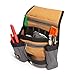 Dickies 11-Pocket Tool/Utility Storage Pouch for Tool Belt, Durable Canvas, Puncture-Resistant Backing, Screwdriver Pockets, Zippered Security Pocket, Hammer Loop, 2-inch Tunnel Loop, Grey/Tan