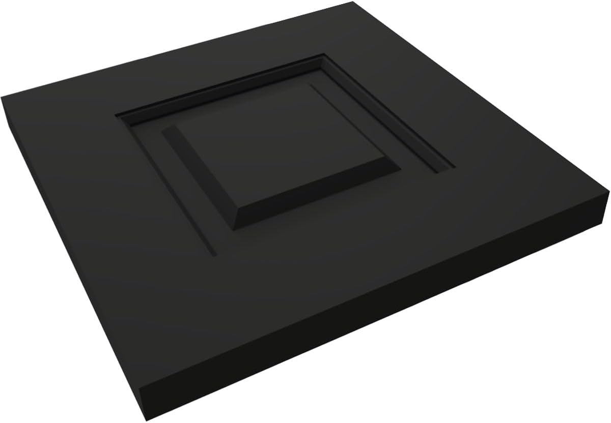 12"W x 12"H True Fit PVC Raised Panel Shutters Sample, Black