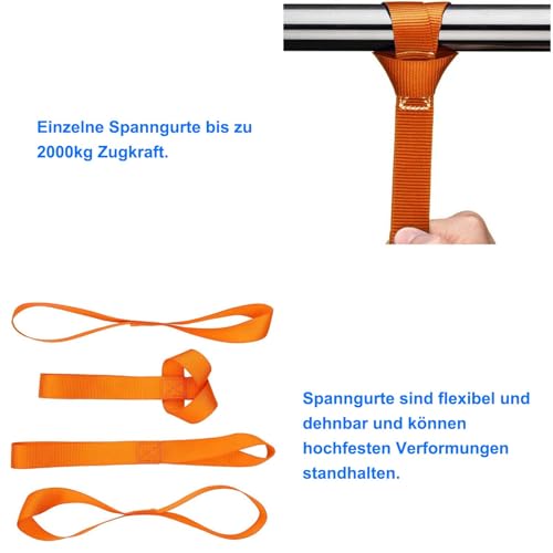 Zurrschlaufen 2000kg Spanngurte Schlaufe, 6 Kurze zurrschlaufen Motorrad(450 * 38mm), Spanngurte für Auto Motorrad Camping Klettern Aufhängung Ladungssicherung Zurrgurt Transport