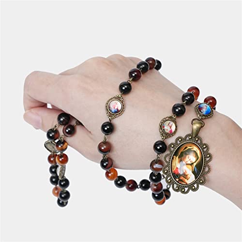 Seven Sorrows of Mary Rosary Chaplet 8mm Agate Beads Catholic Jewelry Necklace for Women Men2