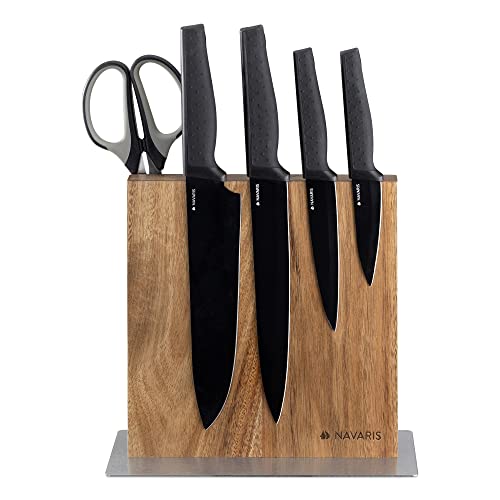 Miniatura 5 de Navaris Soporte Magnético Para Cuchillos De Doble Lado - Bloque Magnético De Acacia Para Cocina - Base Magnética De Madera Con Doble Espacio