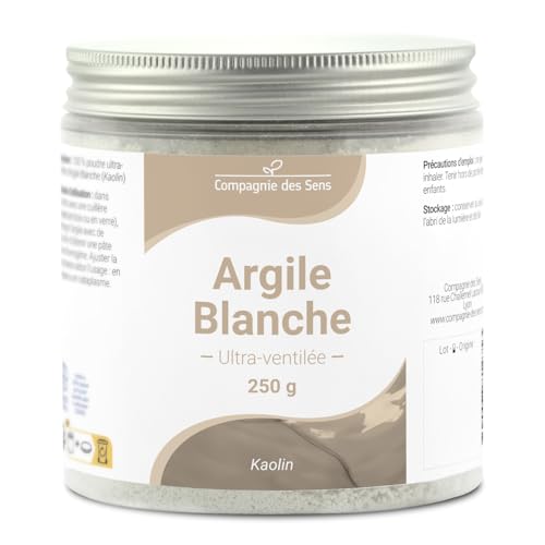 Argile Blanche Kaolinite - Poudre ultra-ventilée - 250g - Argile Brute 100% naturelle, qualité Premium - Pour la cosmétique maison