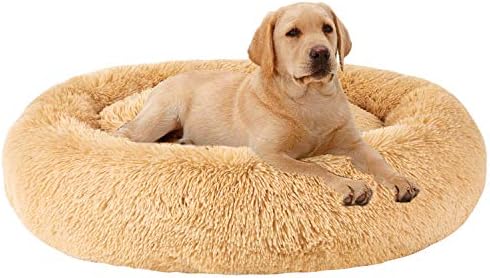 MFOX Calming Dog Bed (XL) for Medium and Large Dogs Comfortable Pet Bed Faux Fur Donut Cuddler Up to 25/35/55/100lbs