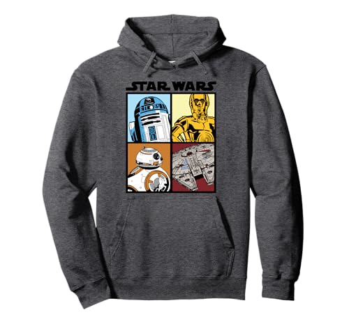 Star Wars Droids and Ships Black Sudadera con Capucha