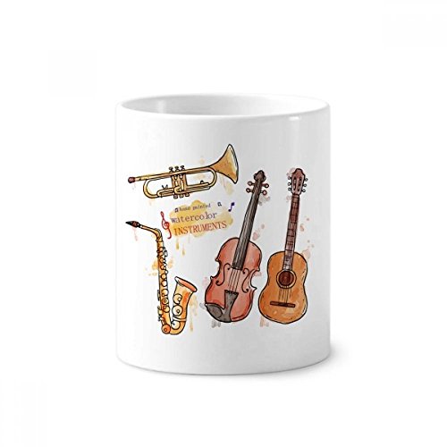 Guitare aquarelle tasse céramique pour ranger vos brosses à dents sans encombre