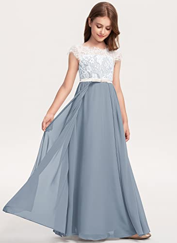 Junior Bridesmaid Dresses Long Chiffon Flower Girl Dress Lace Wedding Party Dresses for Teen Girls2