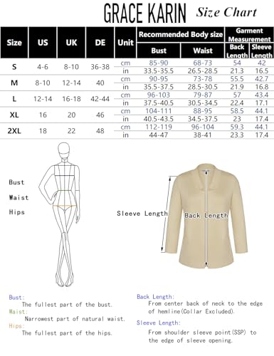 GRACE KARIN Womens Elegant 3/4 Sleeve Cardigans with Pockets Summer Cardigan Open Front Business Office Casual Bolero - Image 6