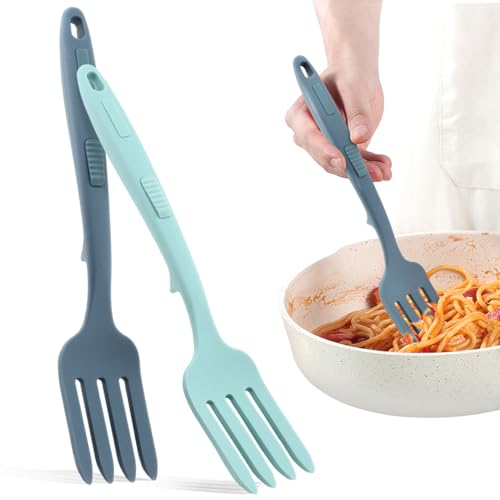 2pcs Silicone Flexible Forks, Cooking Fork Heat Resistant, Blending Cooking Silicone Fork for Cookings Utensil for Mix Ingredients, Mash Food, Whisk Eggs,Baking Non Stick