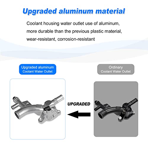 Wmphe Aluminum Engine Coolant Housing Water Outlet Upgraded Thermostat Housing Compatible With Chevy Cruze, Sonic, Trax And Buick Encore 1.4L, Replaces 15-11105, 25193922, 902-846, 55565334 #TOP2