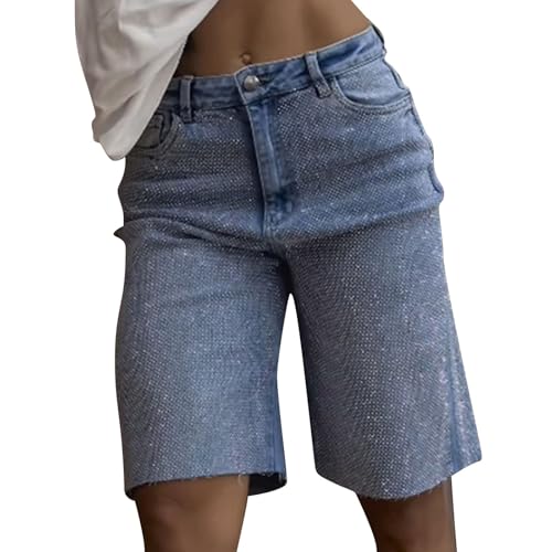 Short en jean ample pour femme à taille haute et jambes larges