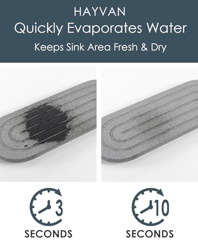 HAYVAN Organizador para Fregadero Piedra Diatomita - Soporte para Esponja Absorbente de Agua con Base Acrílica y Cepillo de Limpieza, Organizador de Secado Rápido para Mostrador de Cocina miniatura 2