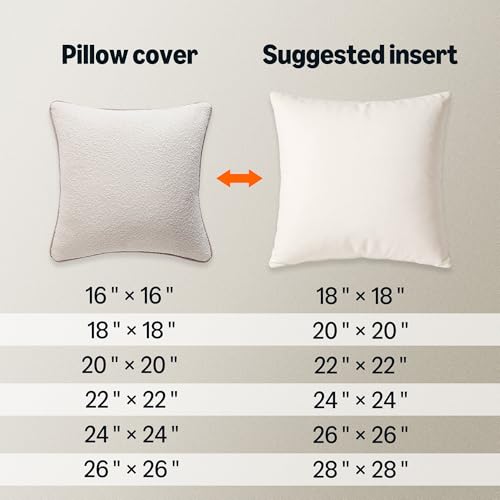 Image of Amazon Basics Boucle Throw Pillow Covers for Couch, Living Room, Home Decor with Hidden Zipper, White, 16x16in, Pack of 2