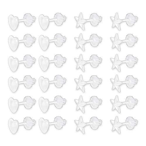 EUPSIIU 12 Paires Boucles D'Oreilles, Boucles D'Oreilles Transparentes en Plastique, Boucles D'Oreilles Enfileur de Cœur, Boucles D'Oreilles Invisibles en...