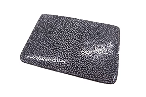 Genuine Polished Stingray Skin Leather Slim Business Credit Card Holder Sleeve Wallet (Black)2