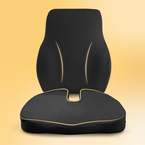 Image of betterhood PosturePro Seat Cushion & Back Support for Office Chair Combo, Ergonomic Memory Foam Sitting Pillow, Lumbar Support Seat Cushion for Chair, Coccyx Cushion for Tailbone Pain Relief (Black)