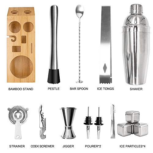 Set de coctelera 14 piezas 750 ml acero inoxidable miniatura 6