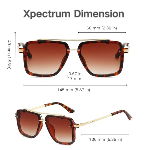 Image of Xpectrum Retro Square Aviator Sunglasses for Men Women Vintage 70s Disco Gangster Style Rectangle Glasses