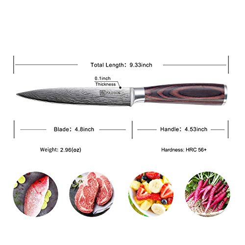 image for Utility Knife - PAUDIN 5 inch Chef Knife German High Carbon Stainless 
