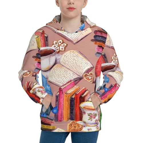 Gnomes Books Tea Cups Kids Pullover Hoodies Boys Sweatshirts Girls Athletic Clothes with Pocket