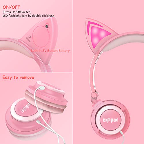 Isightguard Casque filaire pour enfant avec LED pour fille, prise audio 3,5 mm pour téléphone portable, rose - Les Beatles, Paul McCartney, John Lennon, RIngo Starr, George Harrison Isightguard Casque filaire pour enfant avec LED pour fille, prise audio 3,5 mm pour téléphone portable, rose – Image 6