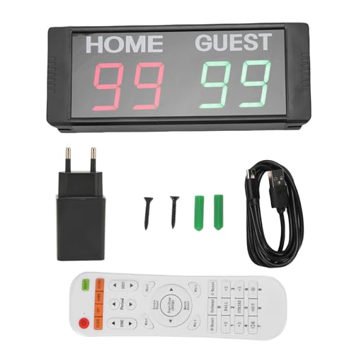 CHEOTIME Digital Scoreboard 1.5 Inch 4 Digits Red Green Magnetic Electronic Score Keeper with Remote Control for Sports Games