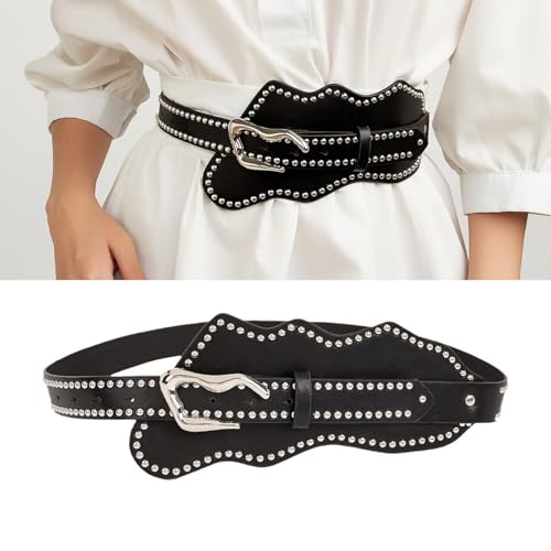 Irregular Pin Buckle Belt Aesthetic Corset PU Waistband For Dress Shirt Daily And Formal Wear Rivet Studded Cincher Belt2
