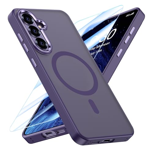 MATEPROX Funda Magnética para Samsung Galaxy S26 Plus Funda con Protector de Pantalla, Compatible con MagSafe, Mate Translúcido Protectora Funda para Galaxy S26 Plus/S26+ Morado Oscuro