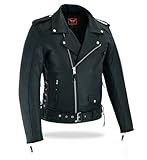 TackField Men's Classic Heavy Duty Premium Buffalo Matt Thick Leather Motorcycle Jacket (US, Alpha, Large, Regular, Regular, Black)