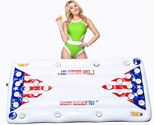 Inflatable Pool Party Barge Floating Beer Pong Float, White, 6-Feet, - Floating Pool Party Game Raft And Loung #TOP2