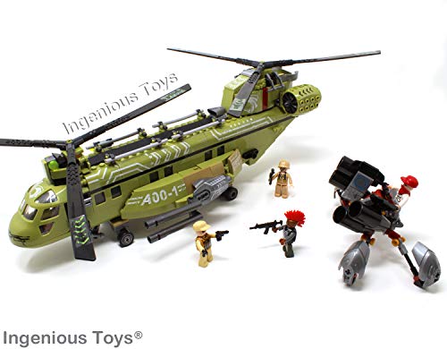Ingenious Toys 22801 Base Militaire armée Construction Jeep fusée Camion hélicoptère 6 Soldats Figurines